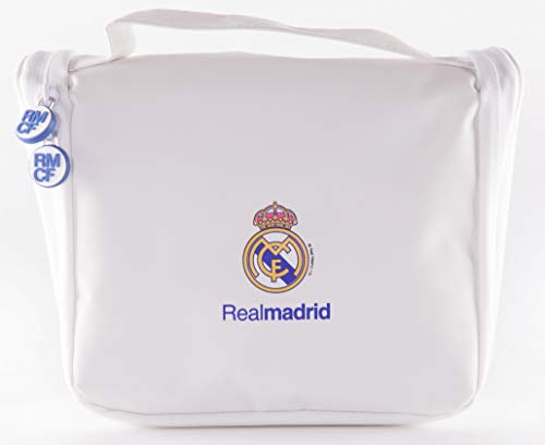 Real Madrid Neceser de Viaje - Producto Oficial del Equipo, con Percha para Colgar y Varias Alturas para Guardar Artículos de Aseo