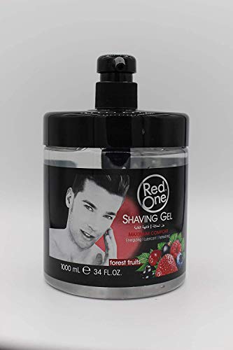 RedOne Transparente Gel de Afeitar Para Hombres Gel de Afeitado Frutas Del Bosque 1000ml Bomba de dosificación Barber Gel No espuma para afeitarse con precisión los contornos de la barba