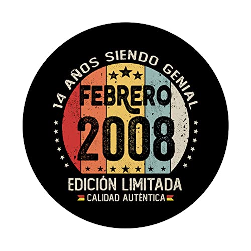 Regalo 14 años Cumpleaños Niño Niña - Febrero 2008 PopSockets PopGrip Intercambiable