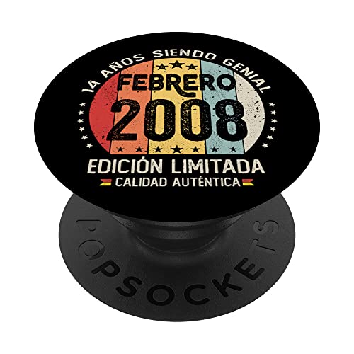 Regalo 14 años Cumpleaños Niño Niña - Febrero 2008 PopSockets PopGrip Intercambiable