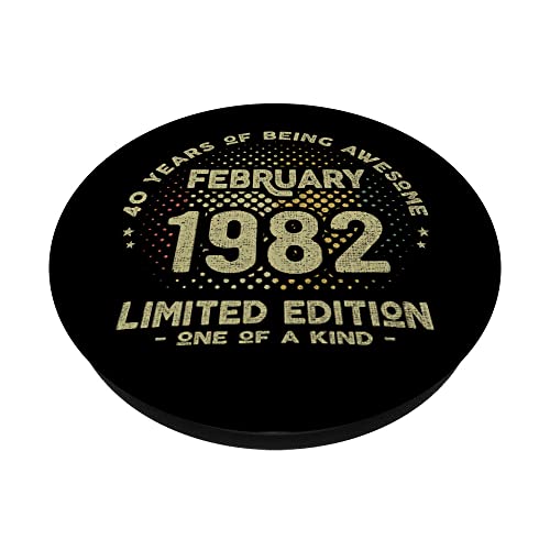 Regalo 40 años Cumpleaños Hombre Mujer - Febrero 1982 PopSockets PopGrip Intercambiable