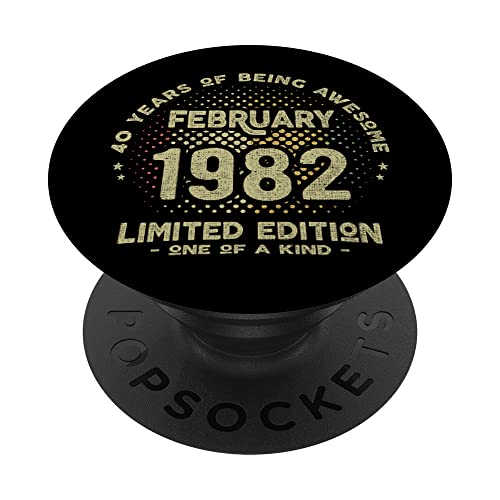 Regalo 40 años Cumpleaños Hombre Mujer - Febrero 1982 PopSockets PopGrip Intercambiable