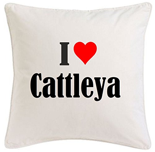 Reifen-Markt la Funda de Almohada I Love Cattleya 40cm x 40cm Microfibra Regalo Ideal y la decoración de Buen Gusto para Cada Sala de Estar o el Dormitorio en Color Blanco con Cremallera