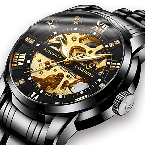 Relojes, Relojes Hombre Mecánico Automático de Lujo de Estilo Clásico Impermeable Números Esfera con Correa de Acero Inoxidable