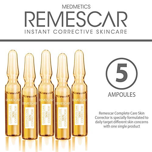 Remescar Corrector de Piel de día- Cuidado completo – Reafirma, Ilumina, Hidrata y Reduce las arrugas – Con péptidos, vitamina C, proteoglicanos - 5 Ampollas