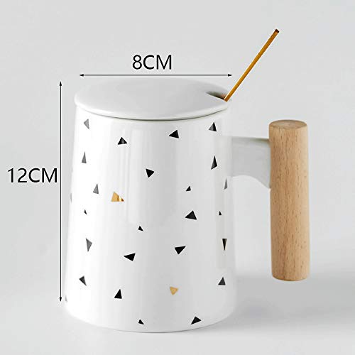 Rghfn Imple de café de cerámica de la Taza Creativa nórdica Estilo Masculino y Femenino Taza de Agua Estudiante con Tapa Cuchara Taza de café, té, Cacao (Color : I)