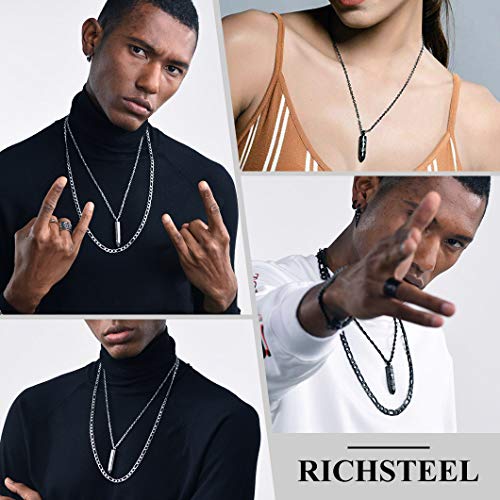 Richsteel Bala de Pistola Guardapelo Colgantes para Cenizas Perfume Flores Secas Colgante Cruz Texto de Biblia Recuerdo de Guerra Collar para Hombres Chicos Regalo Graduación Cumpleaños Navidad