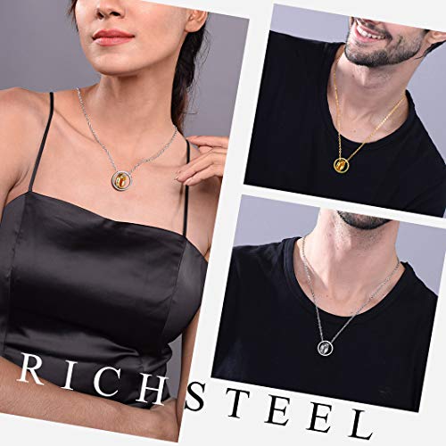 Richsteel DIY Guardapelo Corazón Anillos Acero Inoxidable Colgantes para Cenizas Perfume Relicario Urna de cremación 22 Pulgadas Ajustable Cadena para Mujer Hombre Gratis Estuche