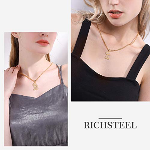 Richsteel Inicial Cadena de Hombre Letra s Collar Hombre Chicos Colgante Iniciales Regalo economico