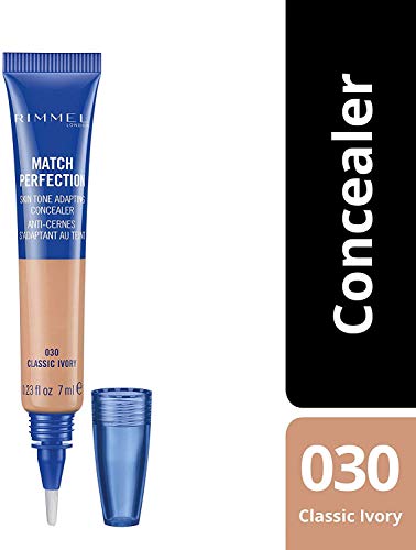 Rimmel London Match Perfection Base + Corrector, Base de maquillaje Tono 103 True Ivory, Corrector Tono 030 Classic Ivory