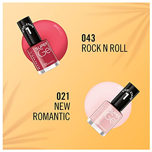 Rimmel London Pack Super Gel, Esmaltes de uñas Tonos 21, 42 y Top Coat