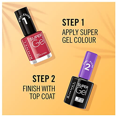 Rimmel London Pack Super Gel, Esmaltes de uñas Tonos 21, 42 y Top Coat