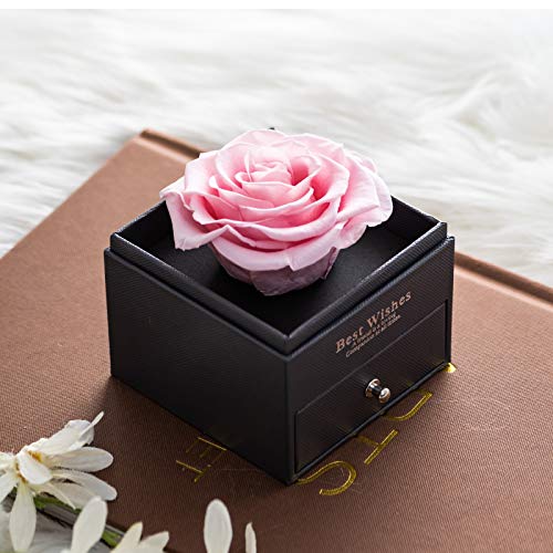 Rosa real preservada Eterna hecha a mano Rosa preservada con amor, rosa eterna hecha a mano para el día de San Valentín Aniversario de bodas Día de la Madre Regalos románticos para ella, Rosado