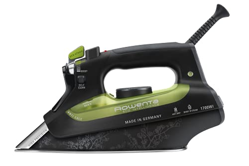 Rowenta Eco Intelligence DW6010D1 Plancha de Ropa, 30% Ahorro energía, Suela microsteam 3D Laser con Punta de precisión, Vapor Continuo 40 g/min, 2400 W, 0.3, Negro, Verde