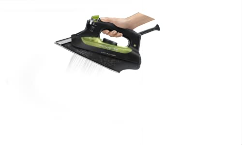 Rowenta Eco Intelligence DW6010D1 Plancha de Ropa, 30% Ahorro energía, Suela microsteam 3D Laser con Punta de precisión, Vapor Continuo 40 g/min, 2400 W, 0.3, Negro, Verde