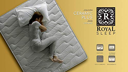 ROYAL SLEEP Colchón viscoelástico Carbono 150x190 firmeza Alta, Gama Alta, Efecto regenerador, Altura 25cm - Colchones Ceramic Plus