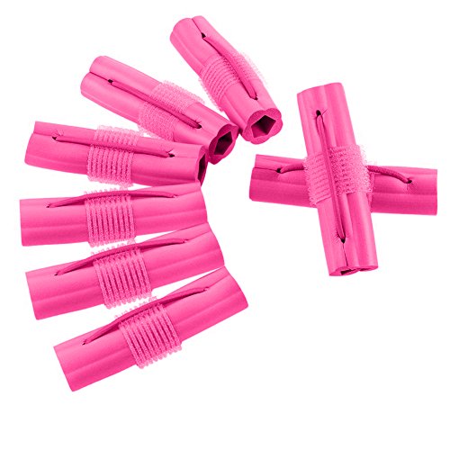 Rulos de esponja para cabello rizado, herramientas de peluquería, 12 rollos de rulos (color rosa)