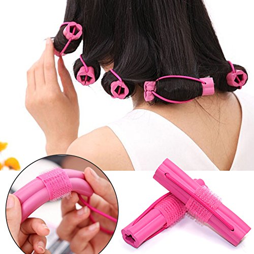 Rulos de esponja para cabello rizado, herramientas de peluquería, 12 rollos de rulos (color rosa)