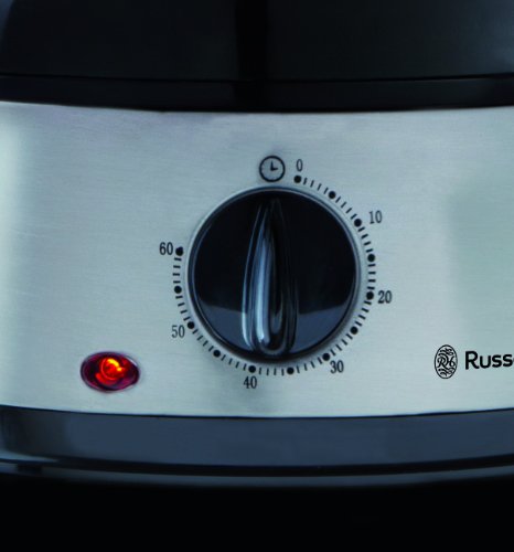 Russell Hobbs Vaporera Cook@Home - 3 Recipientes, Capacidad para 9 L, Arrocera, Sin BPA, Acero Inoxidable, 800 W - 19270-56