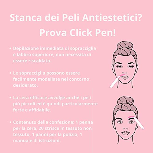 Rvm Beauty Tanita Click Pen DepilacióN Facial De PrecisióN, EliminacióN De Cejas Y Bigote, Kit De Bolã­Grafo De Cera + 20 Tiras + 1 Toallita