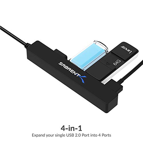 Sabrent Hub portátil USB 2.0 de 4 Puertos (Cable de 9.5") para Ultra Book, MacBook Air, Windows 8 Tablet PC (HB-MCRM)