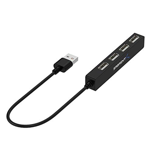 Sabrent Hub portátil USB 2.0 de 4 Puertos (Cable de 9.5") para Ultra Book, MacBook Air, Windows 8 Tablet PC (HB-MCRM)