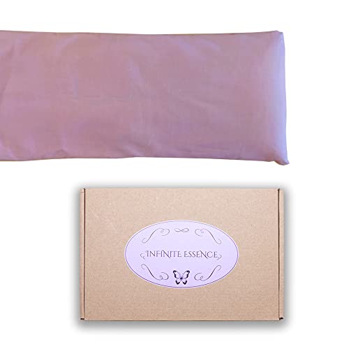 Saco térmico de semillas de trigo y lavanda 48 x 15 cm - Funda lavable 100% algodón - Trigo ecológico y lavanda - Cojín térmico para cervicales y cólicos. Para terapias en frío y calor. Rosa claro