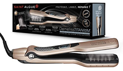 Saint Algue Demeliss Slimbrush - Peine Alisador Profesional de Cerámica, 3 en 1 Cabello Liso, Ondas y Rizos, Temperatura de 130 ° a 200 °, Bolsa Termo Resistente Incluida - Dorado/Negro