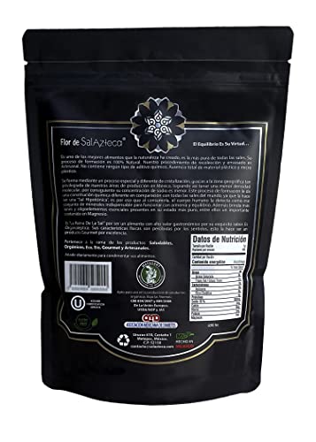 Sal Azteca / Flor de Sal de Manantial – sin Refinar, sin Aditivos, Pura y Natural, Gourmet por Excelencia. Deportista, Hipertenso, Embarazo, Dieta. 454 g