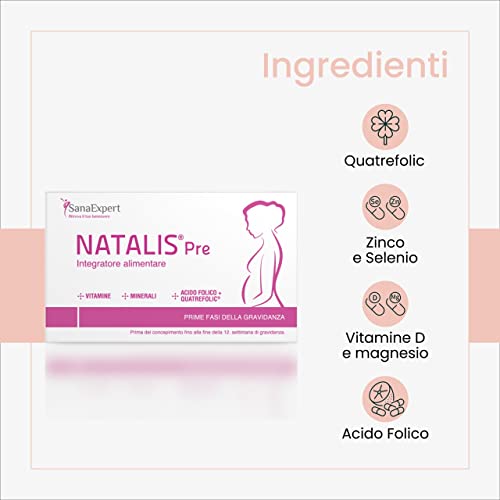 SanaExpert Natalis Pre pack X2| SUPLEMENTO PARA LA FERTILIDAD Y EL INICIO DEL EMBARAZO con Ácido Fólico, Quatrefolic, Hierro y Vitaminas (2).