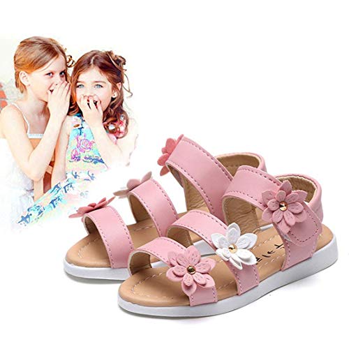 Sandalia Niña Sandalias de Vestir para Nina Zapatos Verano Niña Sandalias Cuero Piel Niña 33 EU(CN 34,Rosa)