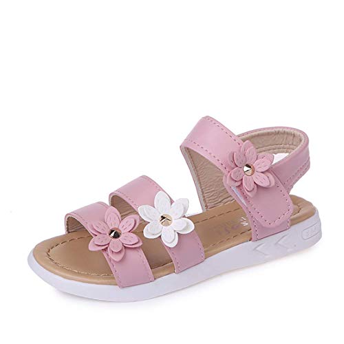 Sandalia Niña Sandalias de Vestir para Nina Zapatos Verano Niña Sandalias Cuero Piel Niña 33 EU(CN 34,Rosa)