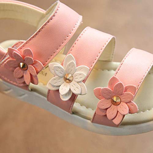 Sandalia Niña Sandalias de Vestir para Nina Zapatos Verano Niña Sandalias Cuero Piel Niña 33 EU(CN 34,Rosa)