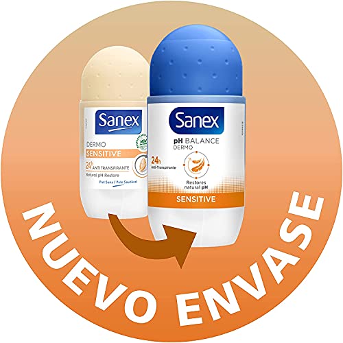 Sanex Sensitive, Desodorante Hombre o Mujer, Desodorante Roll-On, Pack 6 Uds x 50ml