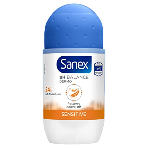 Sanex Sensitive, Desodorante Hombre o Mujer, Desodorante Roll-On, Pack 6 Uds x 50ml