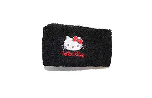 Sanrio Hello Kitty Pile tela bordada cara diademas 18cm × 6.5cm pelo peinado lavado cara maquillaje (negro)