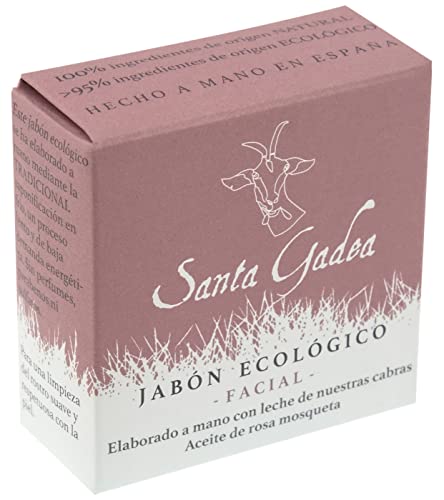 Santa Gadea Facial 120 g | Jabón ecológico | Leche de cabra y aceite de rosa mosqueta | Con aceite de oliva | Jabon sólido artesanal | Saponificación en frío