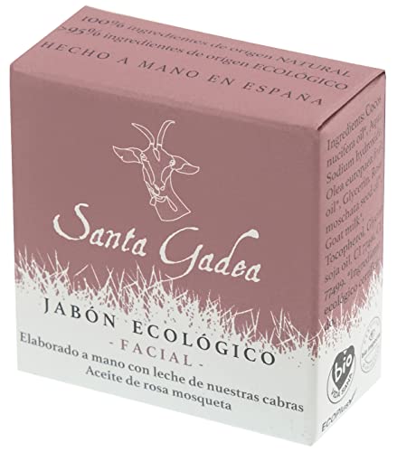 Santa Gadea Facial 120 g | Jabón ecológico | Leche de cabra y aceite de rosa mosqueta | Con aceite de oliva | Jabon sólido artesanal | Saponificación en frío