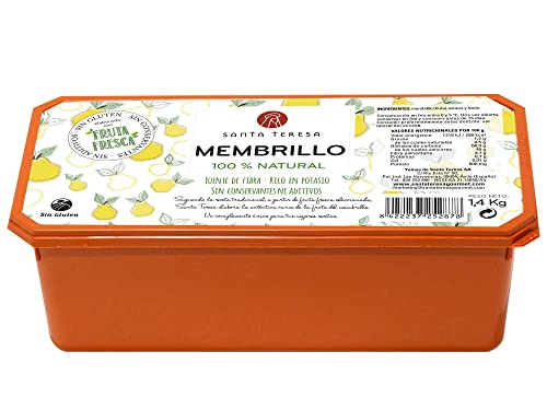 Santa Teresa - Dulce De Membrillo Artesano Elaborado Solo Con Fruta Fresca. Sin Conservantes Ni Aditivos Artificiales. Carne De Membrillo Totalmente Natural. Formato Gran Tamaño 1,4 Kg.