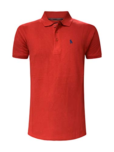 S&C Basic Polo Manga Corta Hombre Regular Fit (Rojo, M)