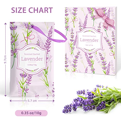 Scented-Hi Sobres Perfumadas Lavanda Sachets perfumados Bolsas Ropa perfumada para cajones Armarios Dormitorio Armario Baños Coches (14 bolsitas)