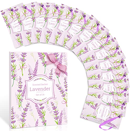 Scented-Hi Sobres Perfumadas Lavanda Sachets perfumados Bolsas Ropa perfumada para cajones Armarios Dormitorio Armario Baños Coches (14 bolsitas)