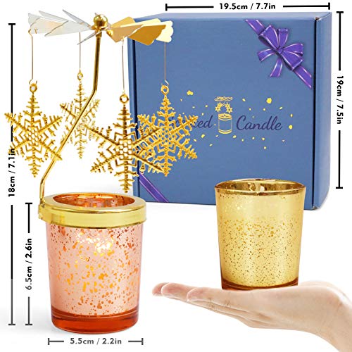 SCENTORINI Set de Velas Arománticas Candelabros Giratorios Copo de Nieve Ceras de Soja Regalos Año Nuevo para Amigos Familiare Novios