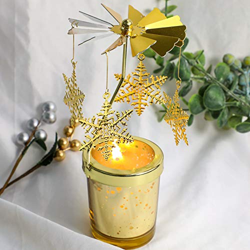 SCENTORINI Set de Velas Arománticas Candelabros Giratorios Copo de Nieve Ceras de Soja Regalos Año Nuevo para Amigos Familiare Novios