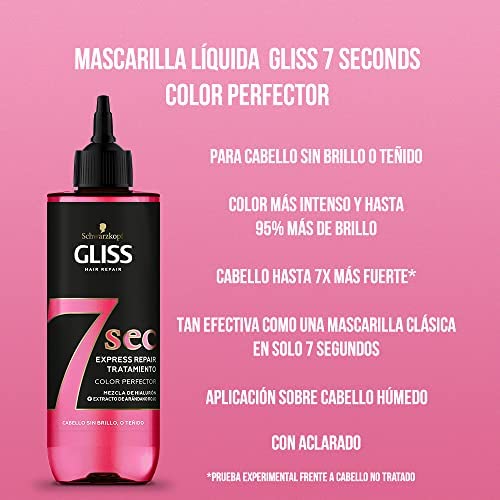 Schwarzkopf Gliss - Tratamiento Capilar Fluido Express 7 Segundos con Aclarado, Brillo&Color, 200 ml, Potenciamiento Instantáneo del Color del Cabello, potente como una Mascarilla en solo 7 segundos