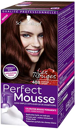 Schwarzkopf Perfect Mousse – Coloración de espuma permanente sin amoniaco – Chatain Cerise 488