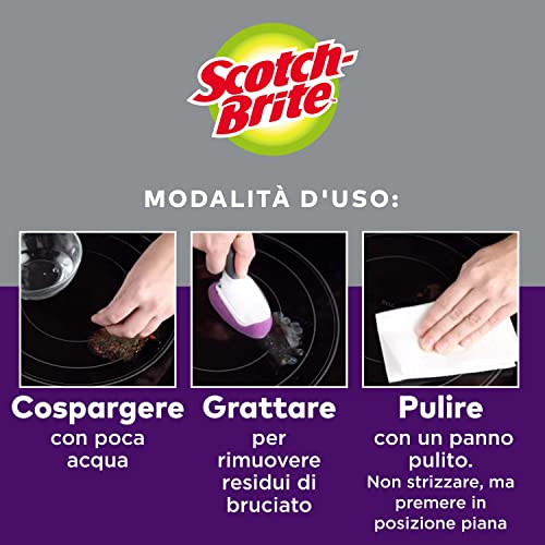 Scotch-Brite Estropajo para vitrocerámica con mango, 1 mango + 2 cabezales de recambio