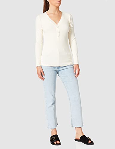 Scotch & Soda Classic Grandad with Deep V-Neck In Ecovero Blend Camisa Henley, Ecru 0003, S para Mujer