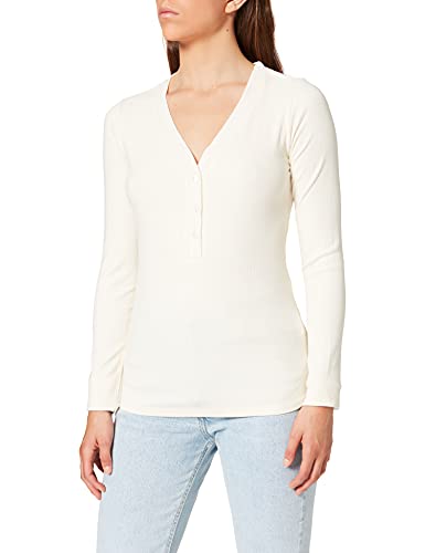 Scotch & Soda Classic Grandad with Deep V-Neck In Ecovero Blend Camisa Henley, Ecru 0003, S para Mujer