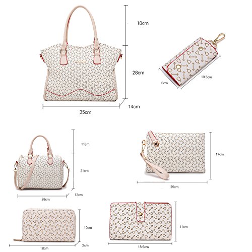 SDINAZ Bolsos de Mano Mujer Bolsos Bandolera Moda 6piezas Bolsos Totes Shoppers y Bolsos de Hombro Billetera